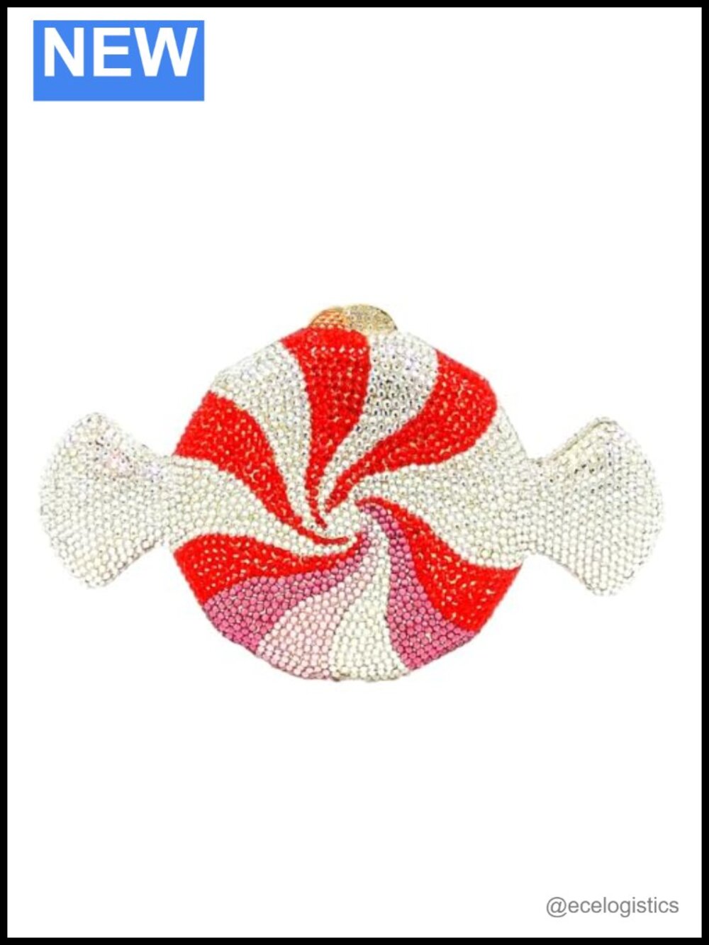 Mini Rhinestone Candy-Shaped Clutch Evening Bag with Chain Strap